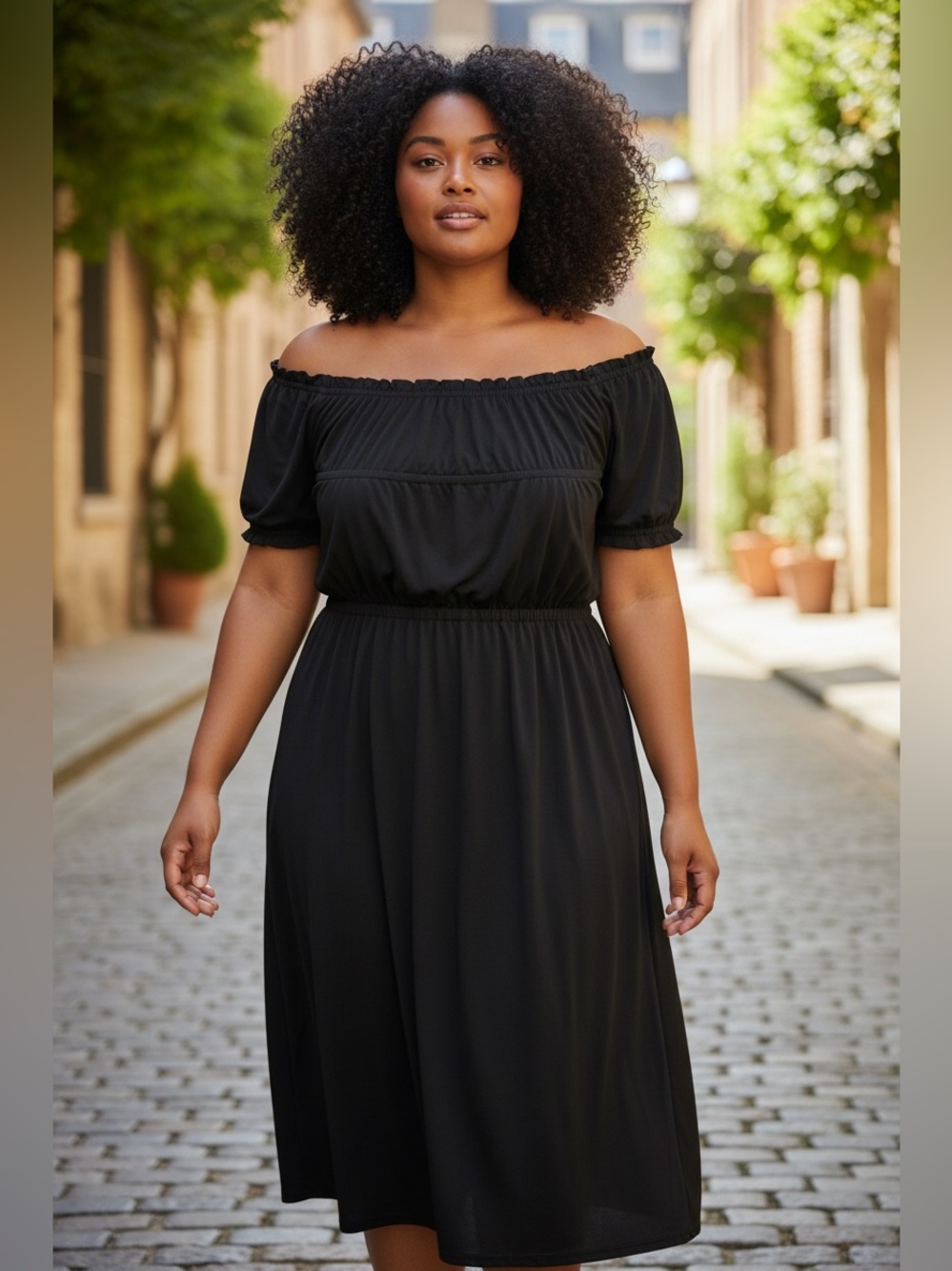 Alyx Black On or Off-the-Shoulder Midi Dress